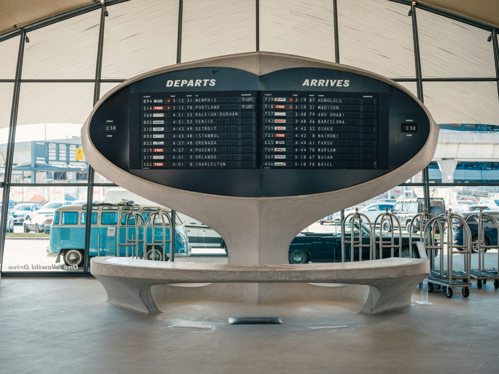 Time schedules by airlines.