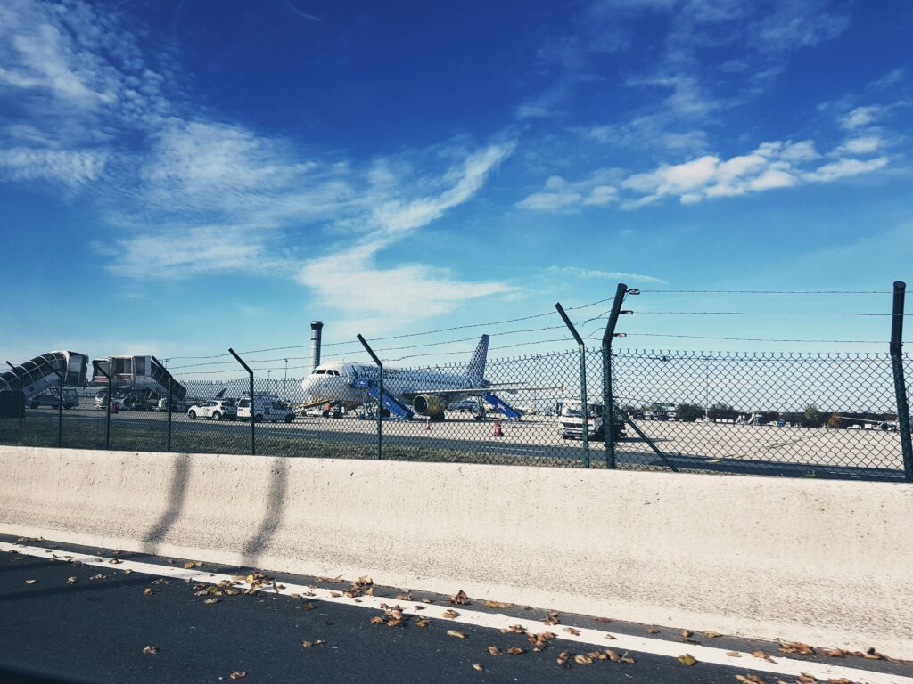 Airport scenery from outside.