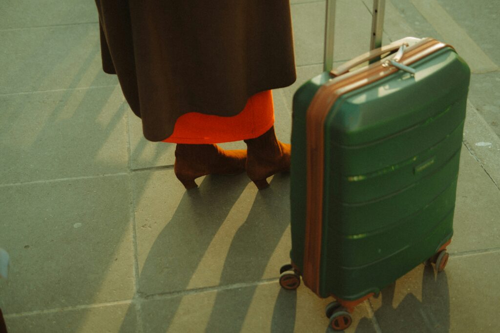 Woman with a suitcase.