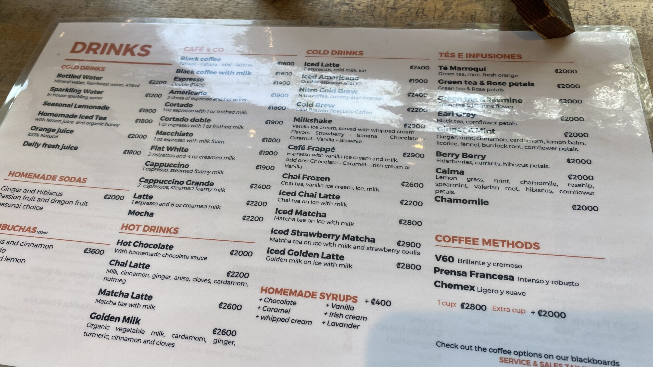 Picnicのドリンクメニュー