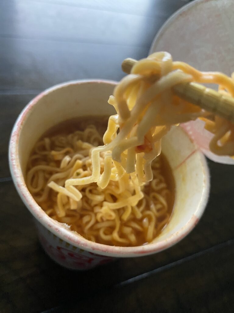 Camaron fuego 食べる前、麺をあげたところ