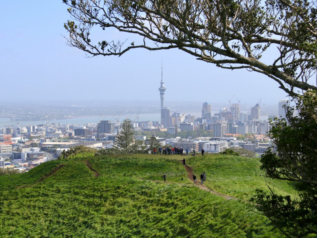 Mountain and city scenery of New Zealand.